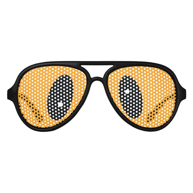 Orange Monster Eyes Party Aviator Sunglasses (Front)