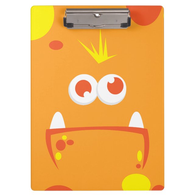 Orange Monster Face Clip Board (Front)