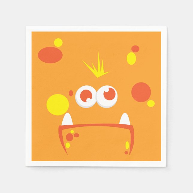 Orange Monster Face Napkins (Front)