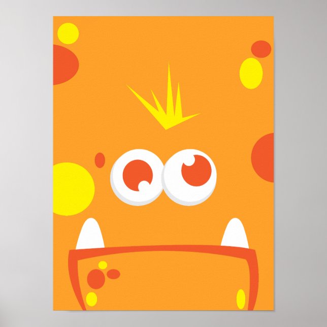 Orange Monster Face Poster Print (Front)