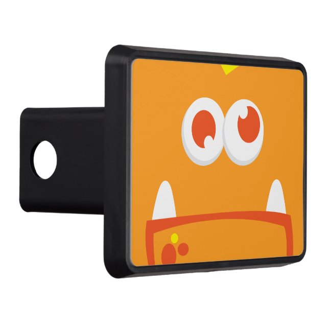 Orange Monster Face Trailer Hitch Cover (Right)