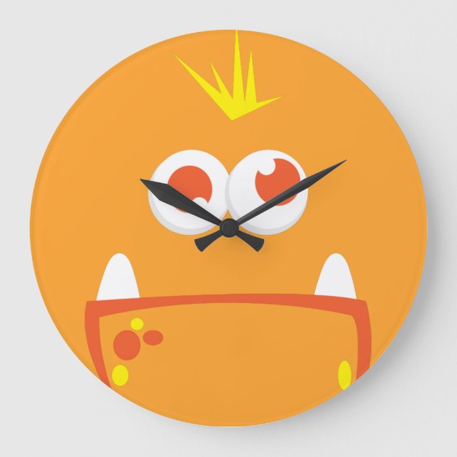 Orange Monster Face Wall Clock (Front)