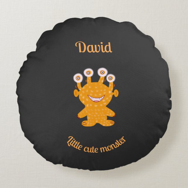 Orange monster round pillow (Front)