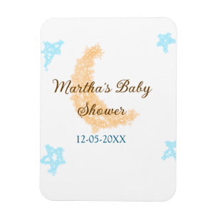 Orange moon blue stars glitter baby shower sparkle magnet