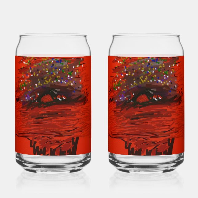 Orange Moon Landscape Can Glass (Front)