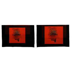 Orange Moon Landscape Pillowcases