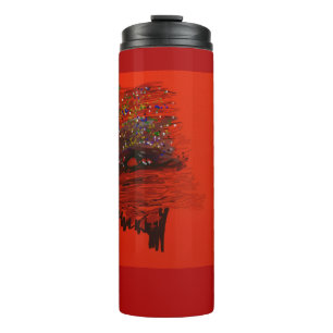 Orange Moon Landscape  Thermal Tumbler