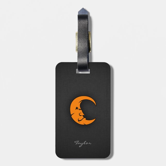 Orange Moon Luggage Tag (Back Vertical)