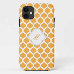 Orange Moroccan Pattern w/ Monogram iPhone 5 Cases