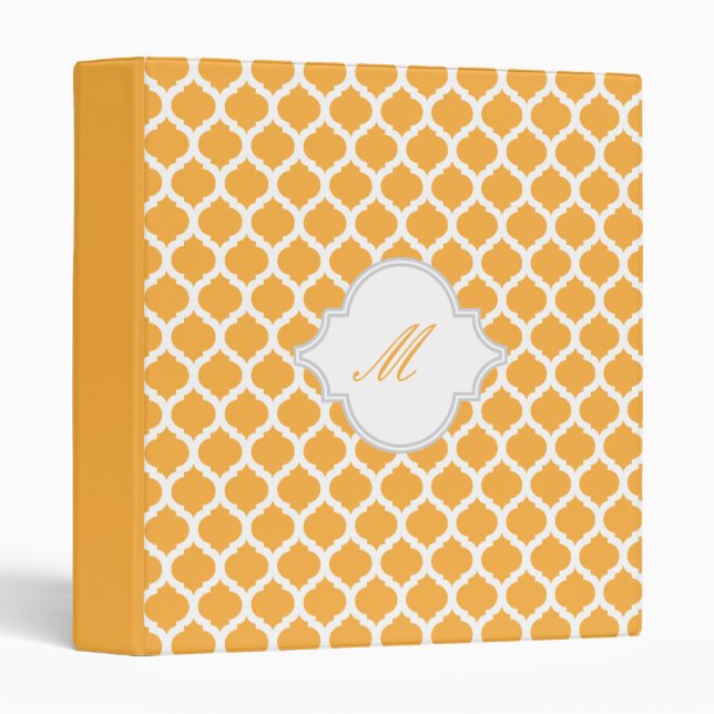 Orange Moroccan Pattern with Monogram Binder (Front/Spine)