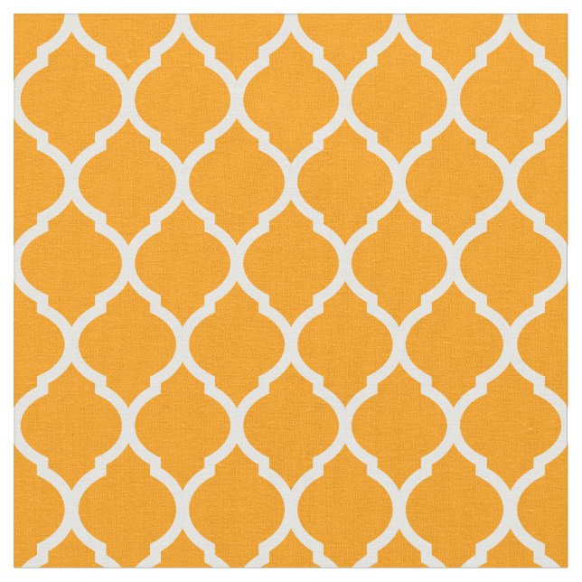 Orange Moroccan Quatrefoil Fabric (Close Up)