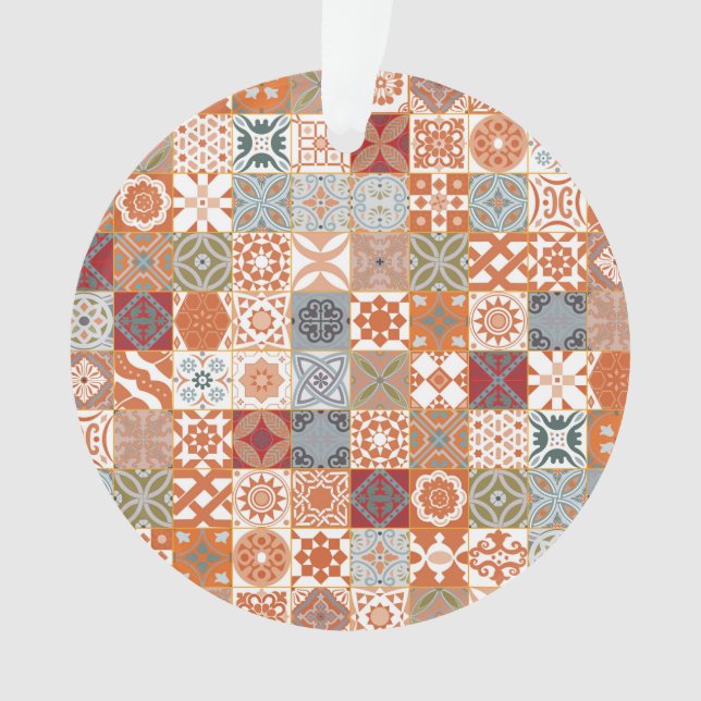 Orange Moroccan tile Ornament (Front)