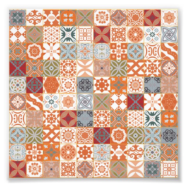 Orange Moroccan tile Photo Print (Front)