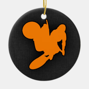 Orange Motocross Ceramic Ornament