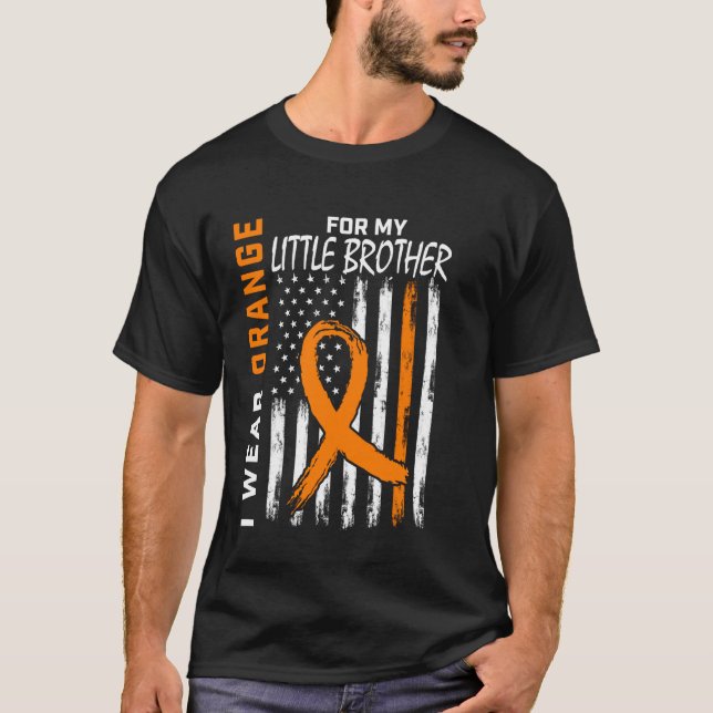 Orange MS Little Brother Multiple Sclerosis Leukem T-Shirt (Front)
