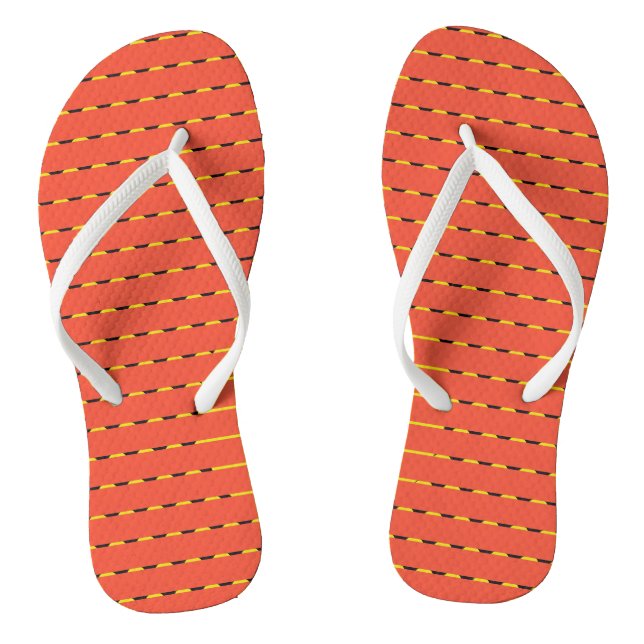 Orange Multicolor Stripes Cute Trendy Stylish Flip Flops (Footbed)