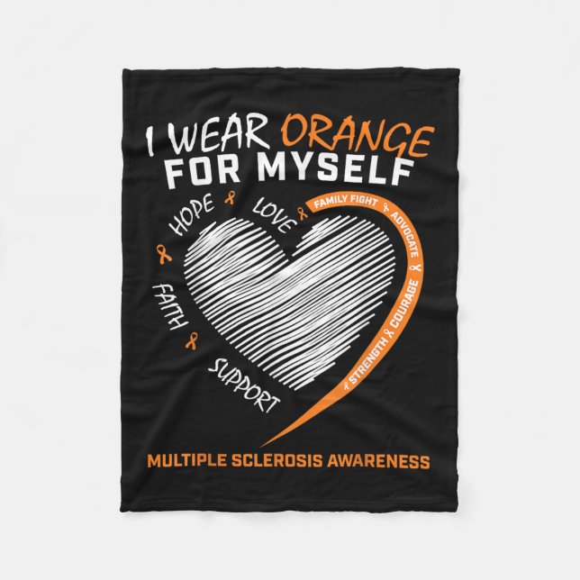 Orange Multiple Sclerosis Apparel Women Men Ms Fleece Blanket (Front)