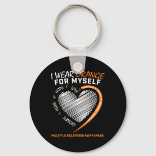 Orange Multiple Sclerosis Apparel Women Men Ms Keychain