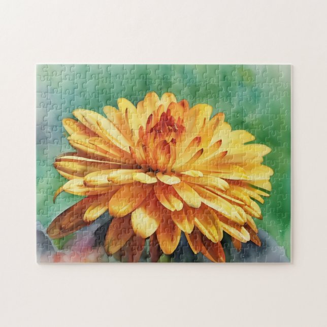 Orange Mum Flower Automne Couleurs automne Puzzle (Horizontal)