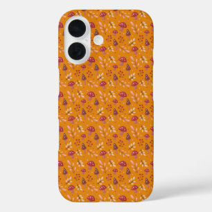 Orange Mushroom Pattern iPhone Case