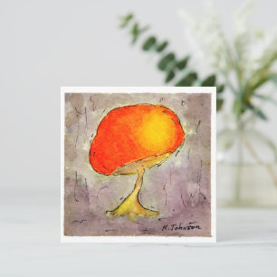 Orange Mushroom Watercolor Greeting Card