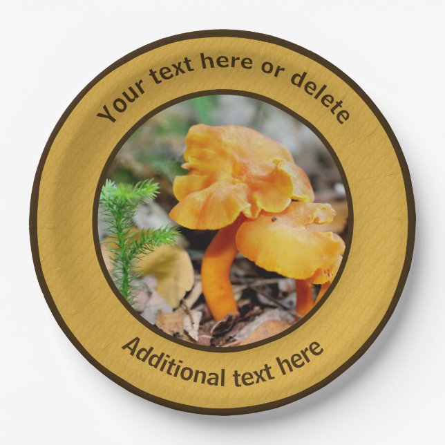 Orange Mushrooms Personalized Party   Paper Plate (Front)