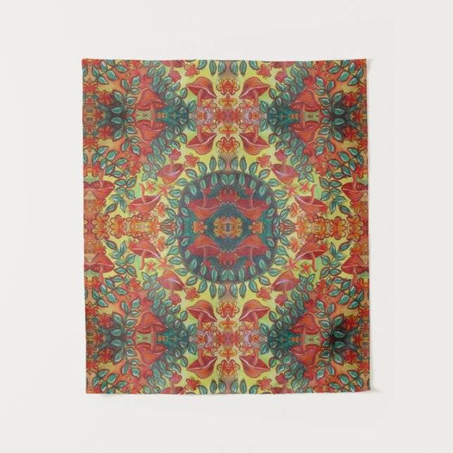 orange mushrooms tapestry (Front)