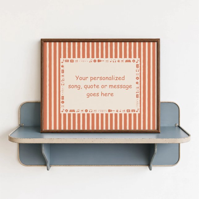 Orange Music Note Poster - Personalized Gift (Orange Music Note Poster - close-up view (frame/decor not included)
)