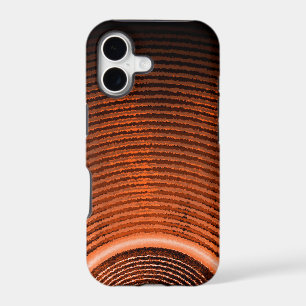Orange music speaker and sound waves