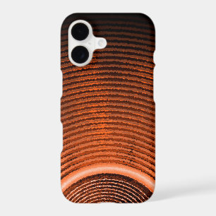 Orange music speaker and sound waves