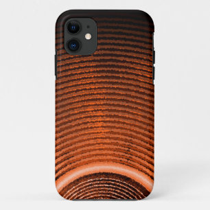 Orange music speaker and sound waves iPhone 11 case
