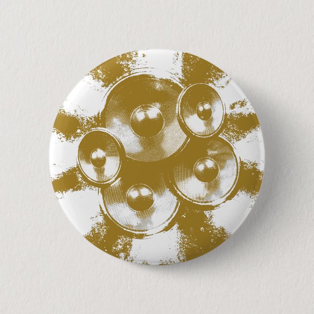 Orange music speakers 2 inch round button (Front)