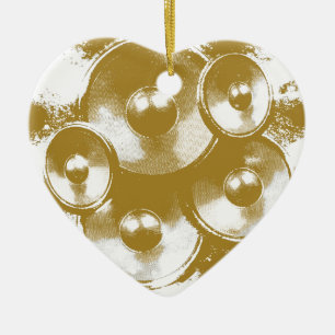 Orange music speakers ceramic ornament