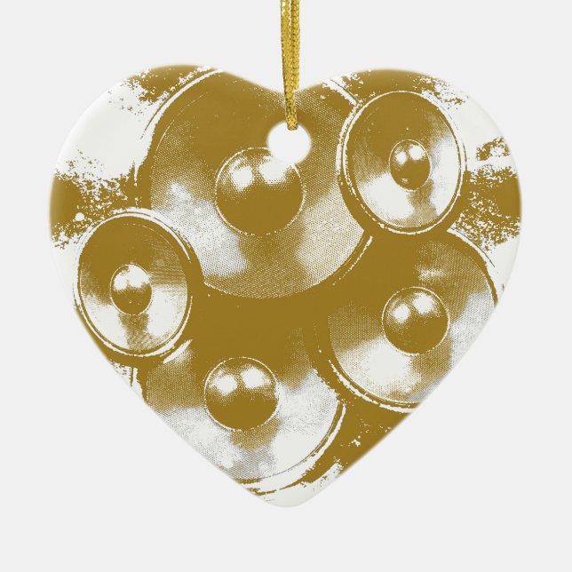 Orange music speakers ceramic ornament (Front)