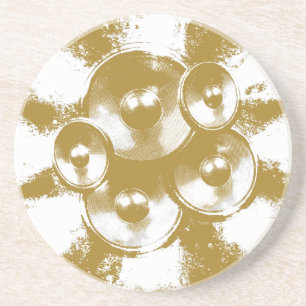 Orange music speakers coaster