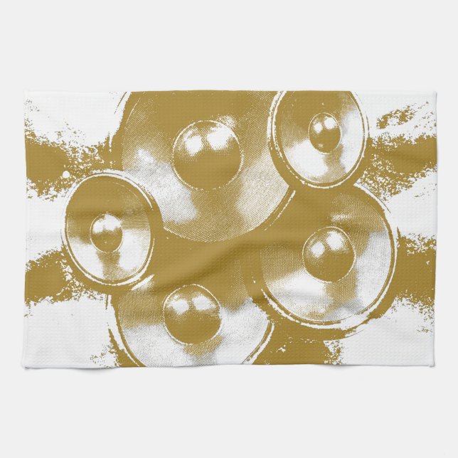 Orange music speakers kitchen towel (Horizontal)
