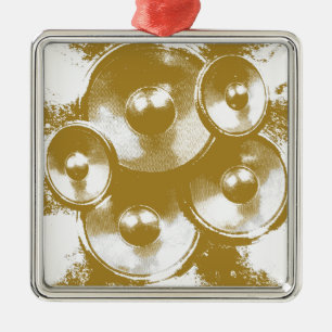 Orange music speakers metal ornament