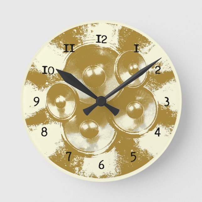 Orange music speakers round clock (Front)