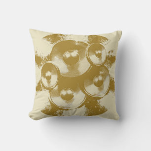 Orange music speakers throw pillow