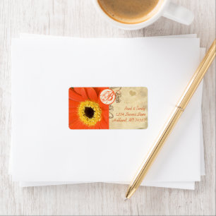 Orange Musical Gerber Daisy Grey Musical Notes Label