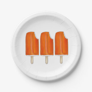 Orange n' Cream Creamsicle Ice Cream Popsicles Paper Plate