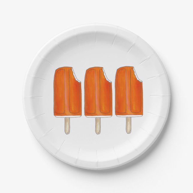 Orange n' Cream Creamsicle Ice Cream Popsicles Paper Plate (Front)