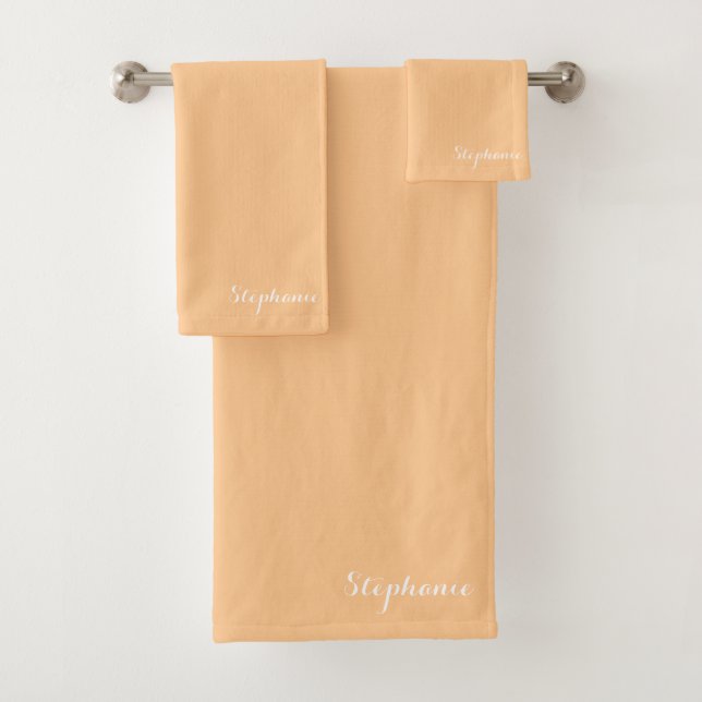 Orange Name Modern Elegant Monogram Boho Bath Towel Set (Insitu)