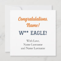 ORANGE, NAVY Auburn,Alabama Personalized Gift Card