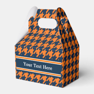 Orange/Navy Blue Houndstooth Favor Box