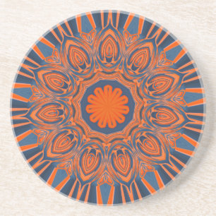 Orange Navy Blue Mandala Coaster