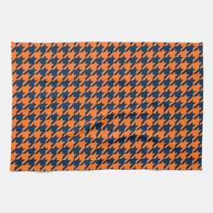 Orange/Navy Houndstooth Kitchen Towel
