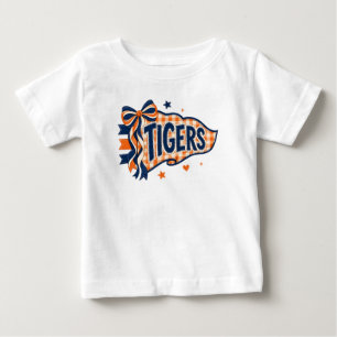 Orange Navy Tigers Game Day Bow Pennant Baby T-Shirt