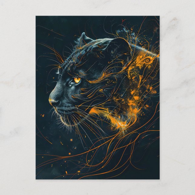 Orange Neon Black Panther Light Postcard (Front)