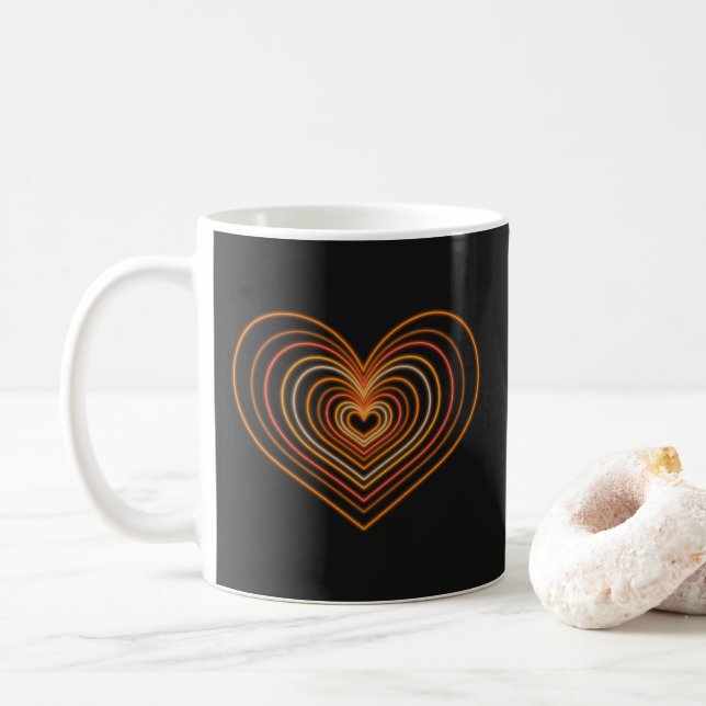 Orange Neon Heart Coffee Mug (With Donut)